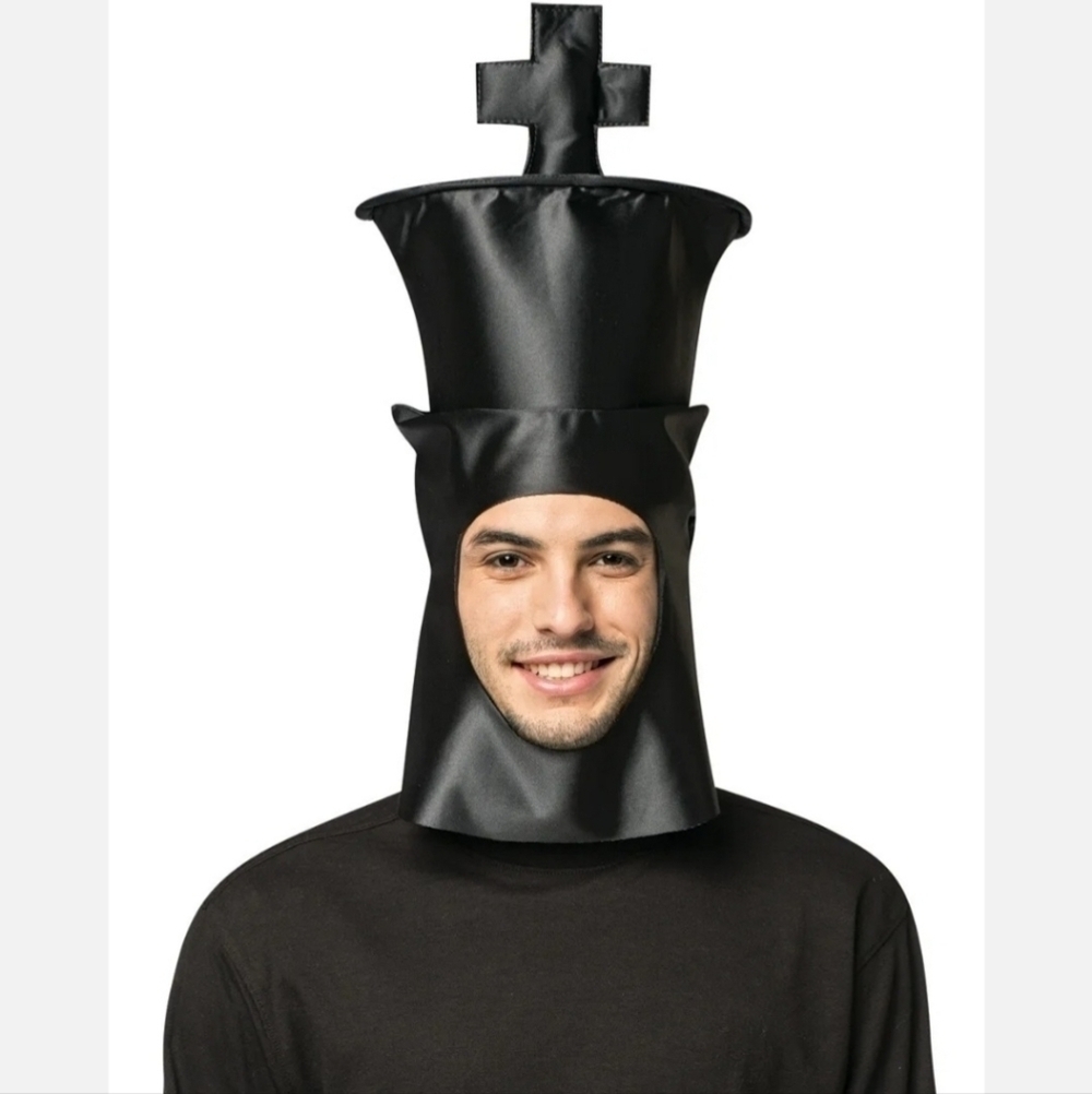 NWT King Chess Piece Open Face Mask Halloween Costume Cosplay Hat Headpeice New
